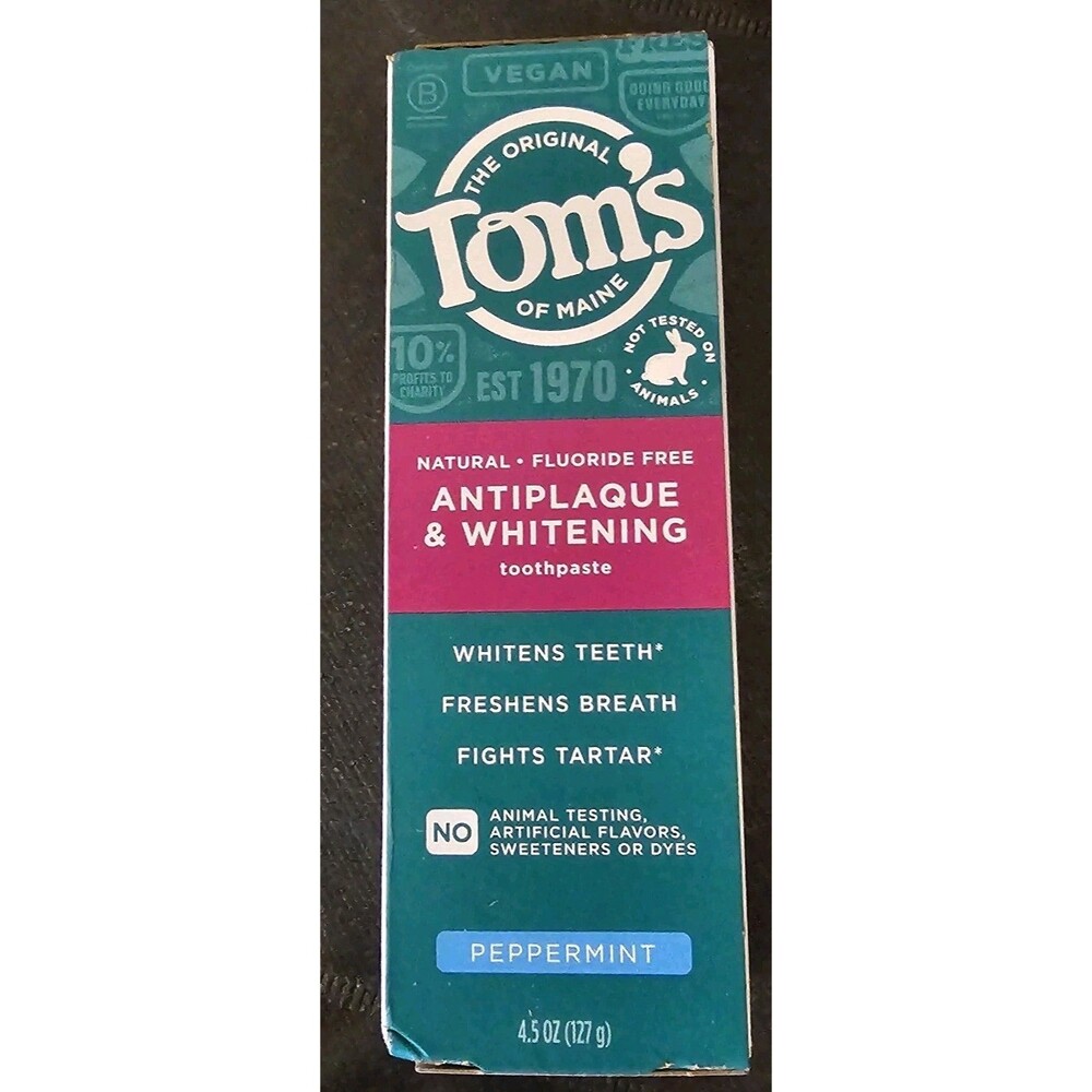Tom's of Maine Antiplaque & Whitening Fluoride-Free Peppermint Toothpaste -4.5oz
